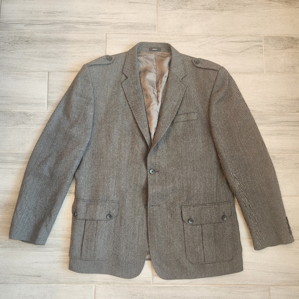 Murano blazer XL grey 100% wool hunter style sport coat preppy equestrian casual